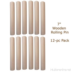 Twinklebelle 7 Wooden Rolling Pin for Dough or Clay At Kids Pizza Baking Craft Party 12-pc Pack - B01LX1REXT